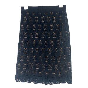 Ann Taylor Womens Lace Crochet Pencil Skirt Size 2 Scalloped Cotton Flapper